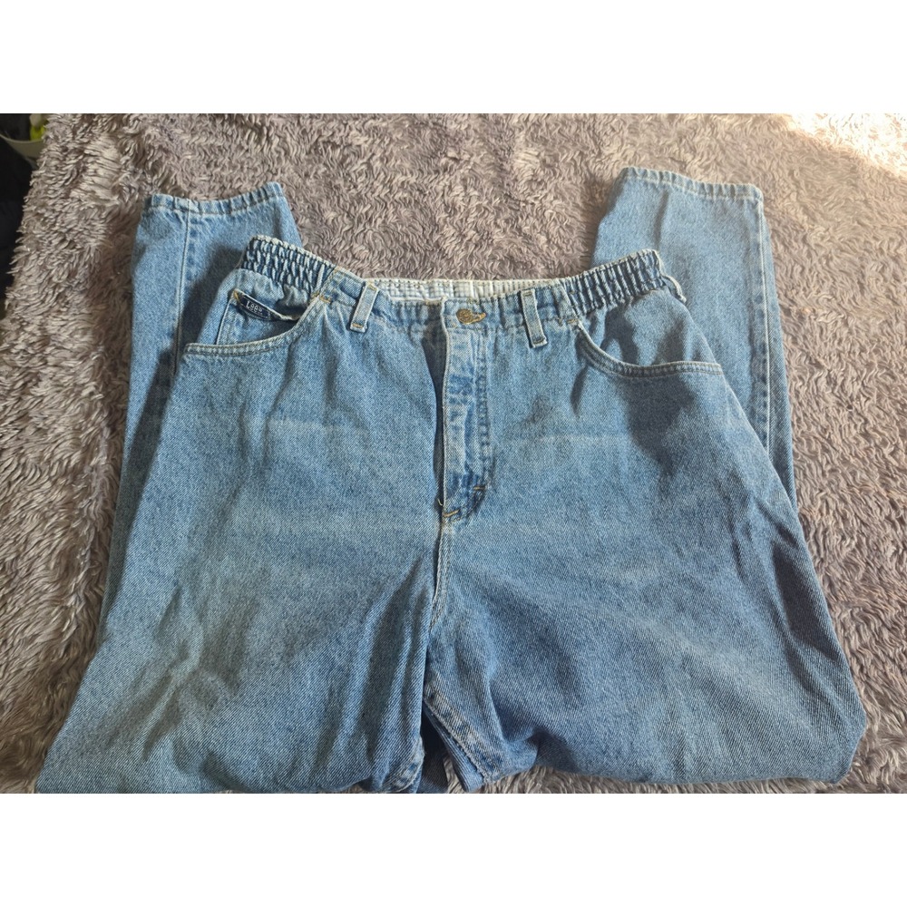 Vintage Lee High Waisted Mom Jeans Medium Wash Petite 16W PET Made in USA